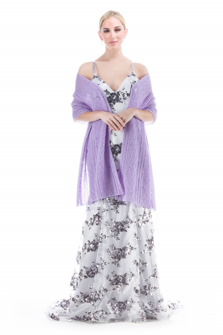 Hand knitted Lace Evening Shawl - Lavender