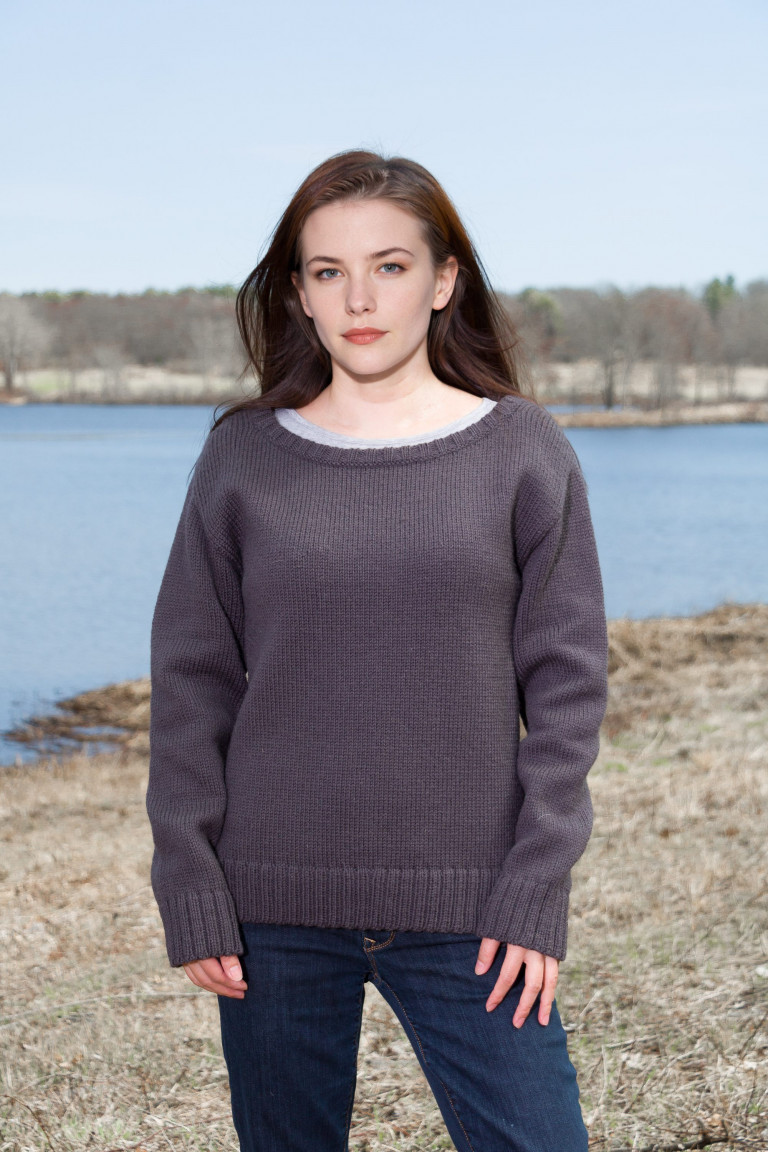 Dark Gray Hand Knit Wool Sweater