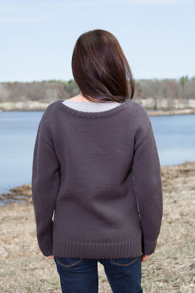Dark Gray Hand Knit Wool Sweater