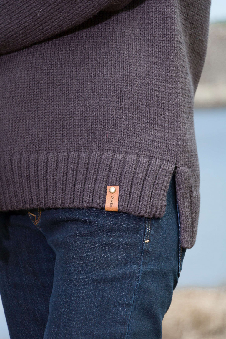 Dark Gray Hand Knit Wool Sweater