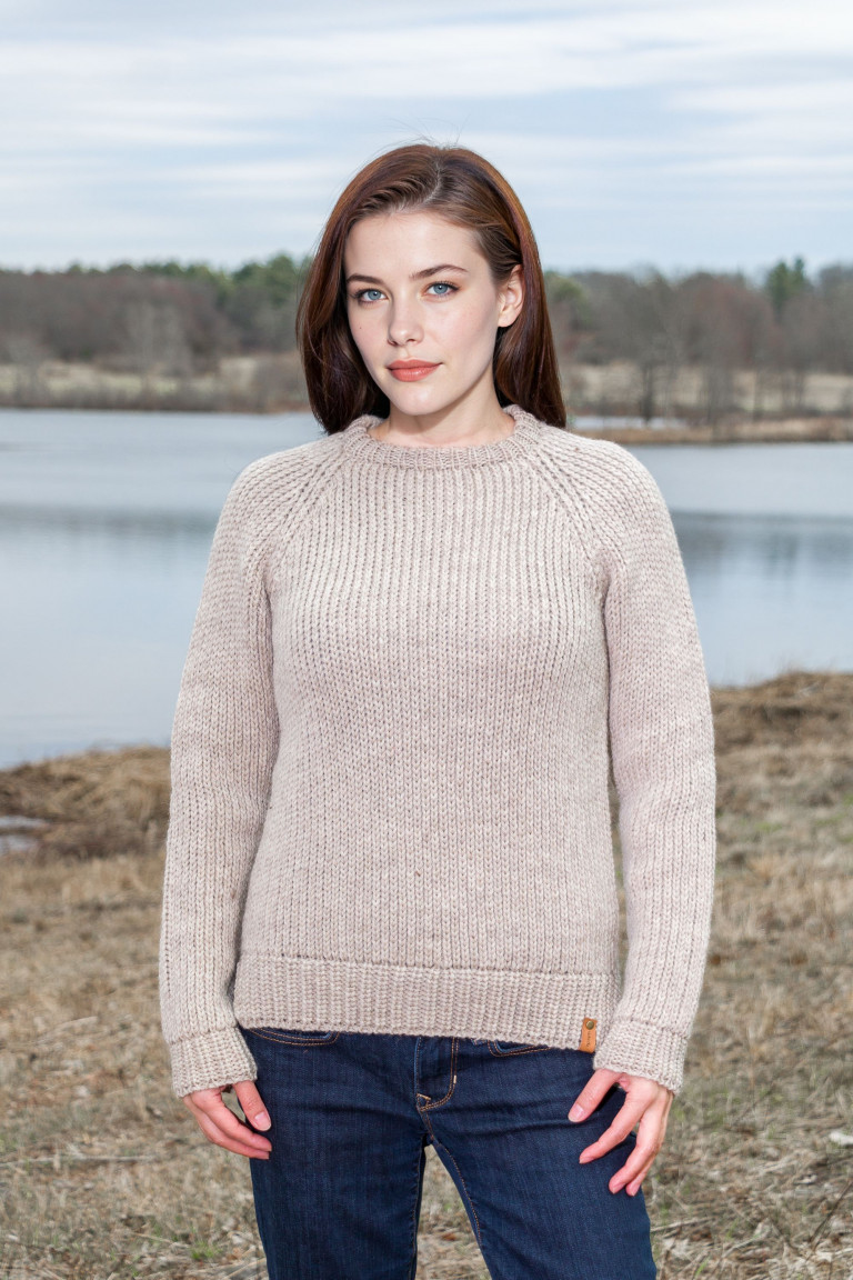 Beige Hand Knit Wool Sweater