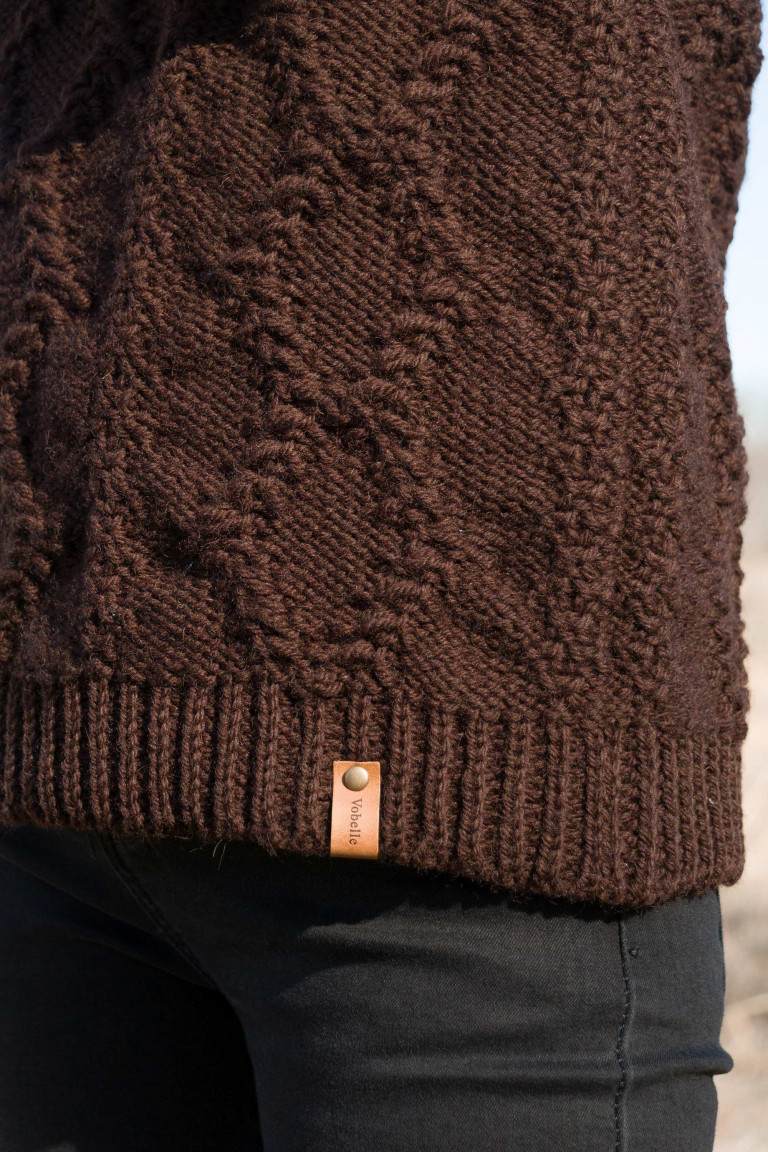 Round Neck Knit Vest - Brown