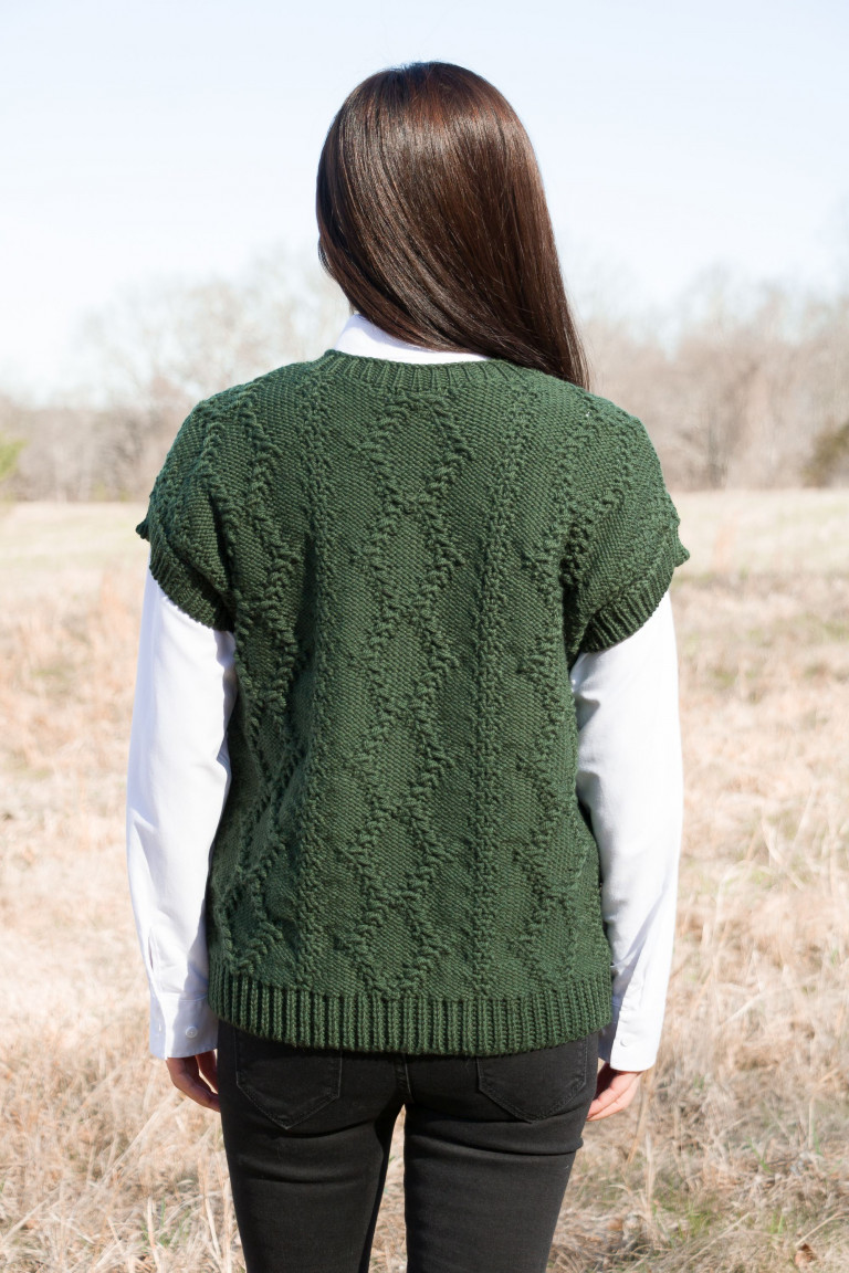 Round Neck Knit Vest - Green