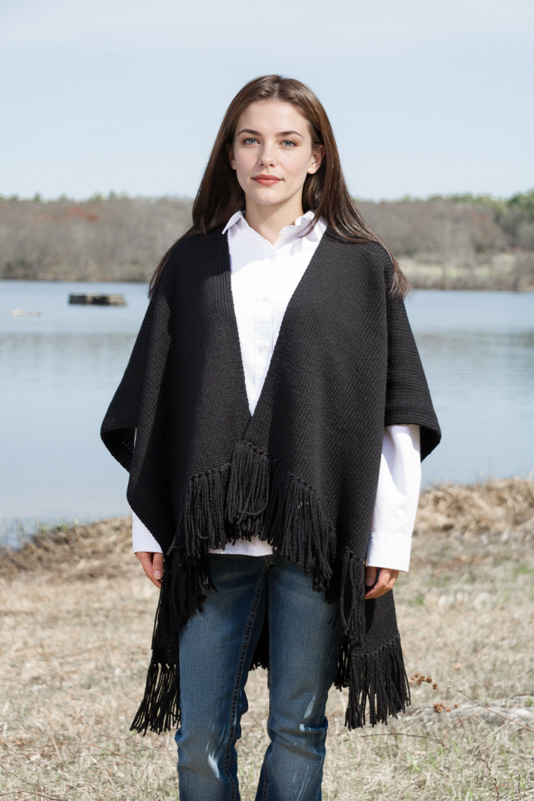 Hand Knit Wool Cardigan with Fringe Hem