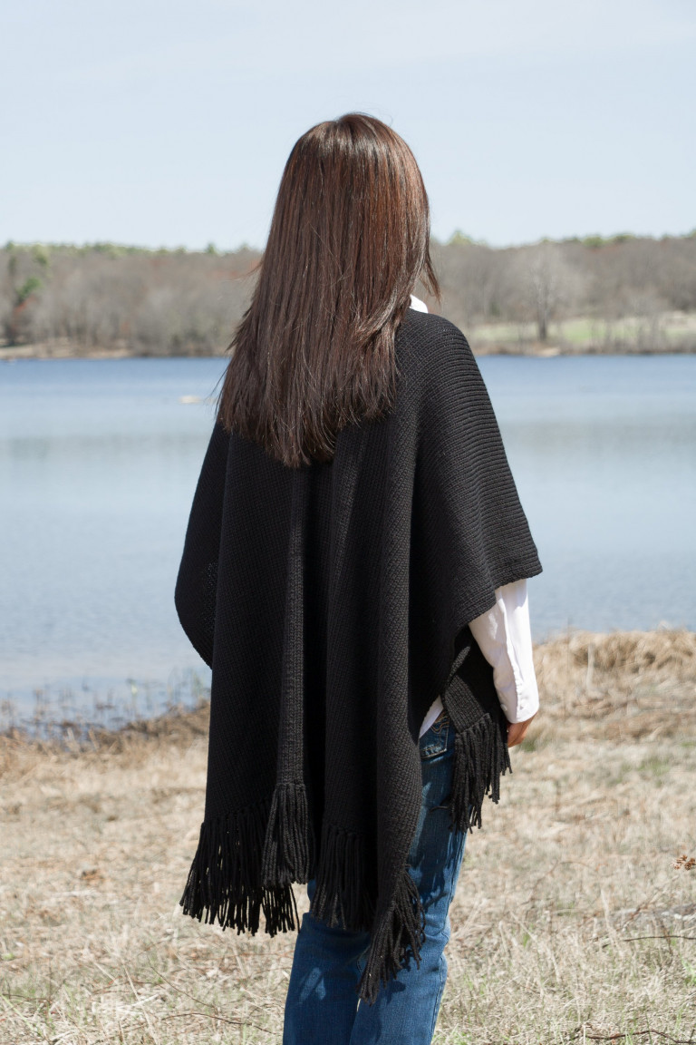 Hand Knit Wool Cardigan with Fringe Hem