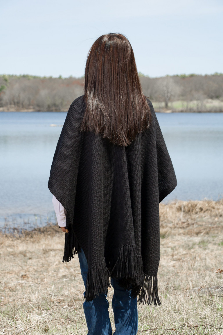 Hand Knit Wool Cardigan with Fringe Hem