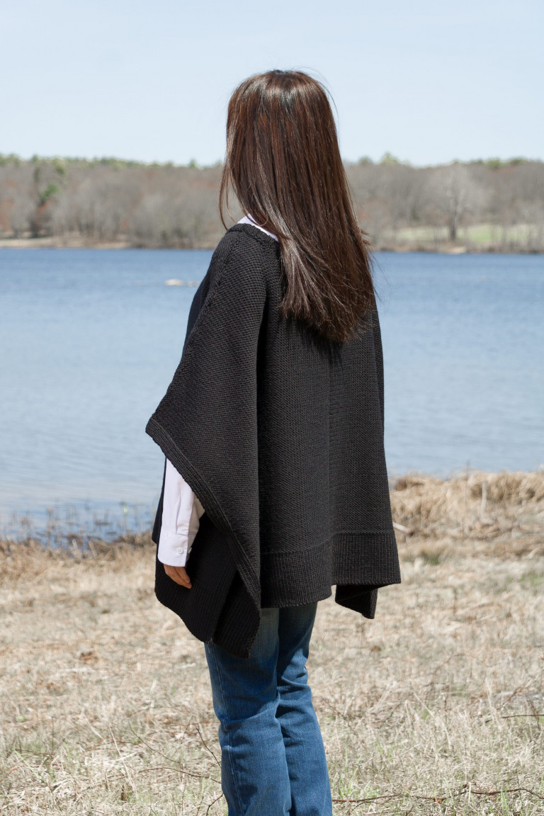 Wool Boatneck Knit Poncho