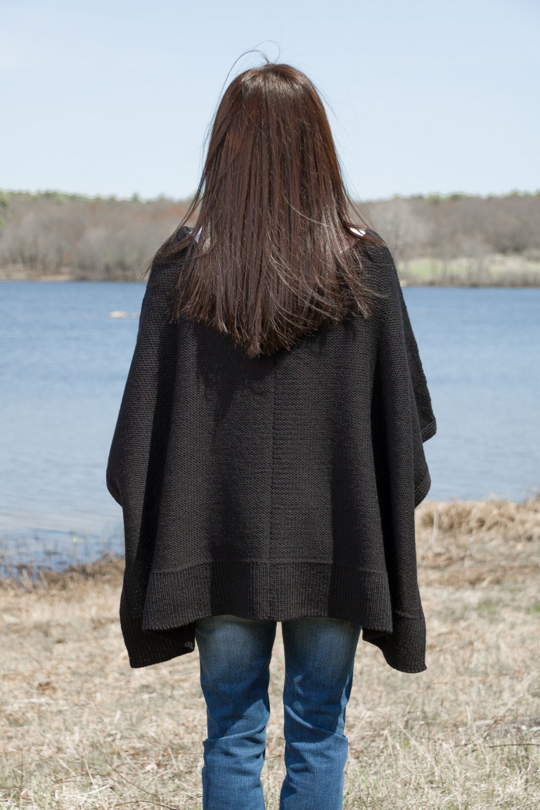Wool Boatneck Knit Poncho