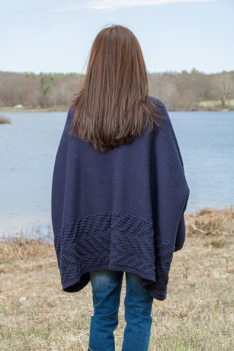 Navy Blue Hand Knit Wool Cardigan