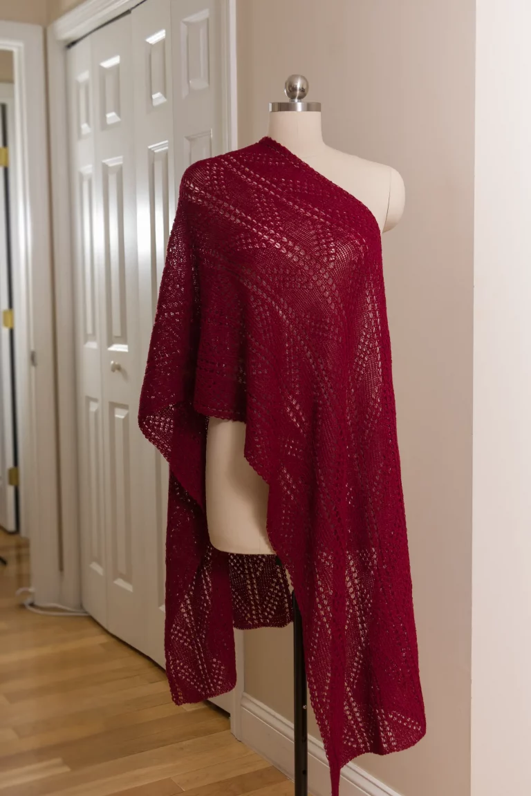 Lace Evening Shawl - Dark Red