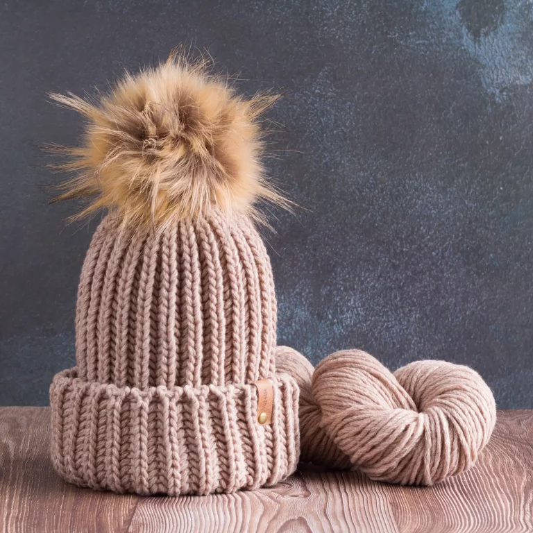 Fisherman's Rib Beanie with Folded Hem and Pom Pom - Camel
