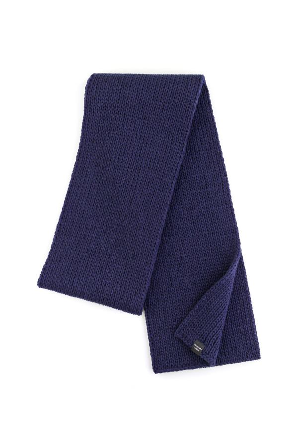 100% Merino Wool Mens Knit Scarf - Navy