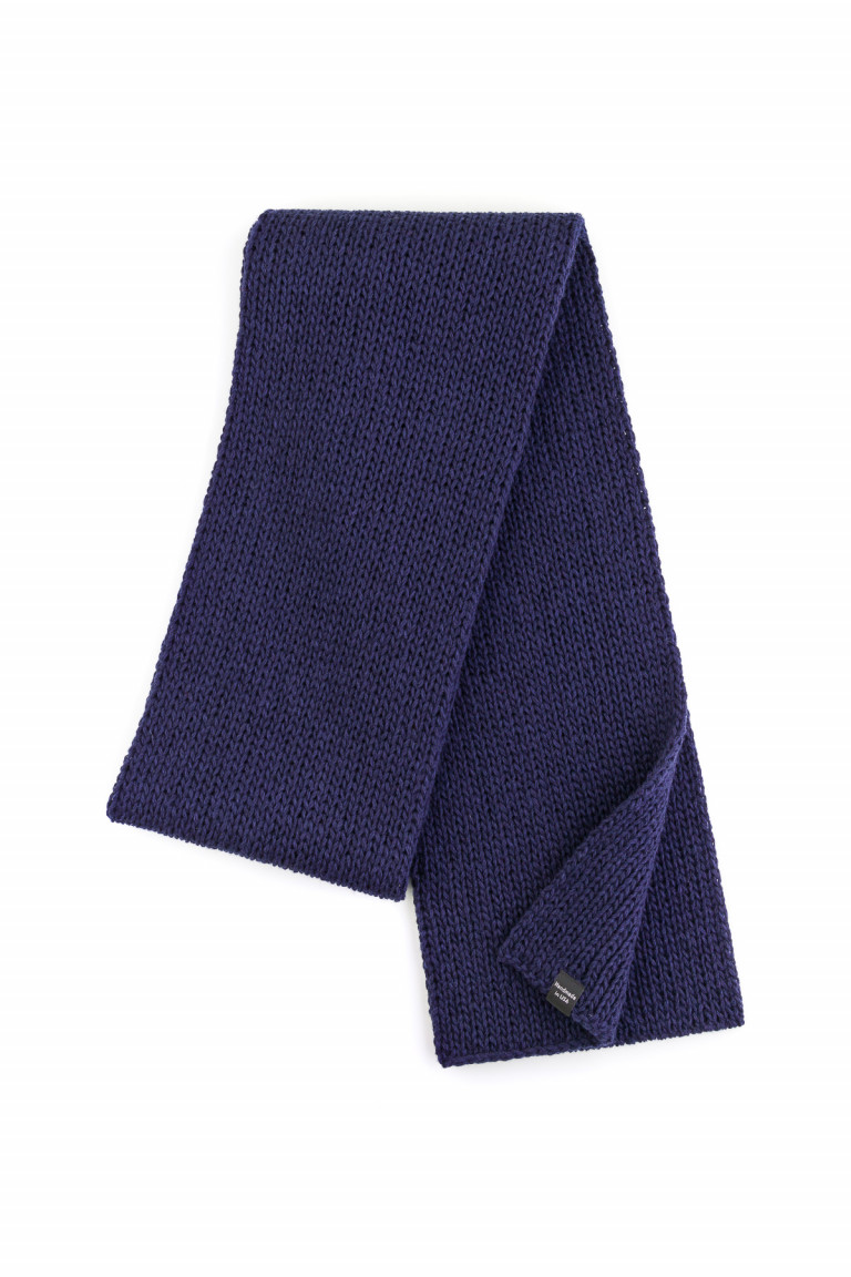 100% Merino Wool Mens Knit Scarf - Navy