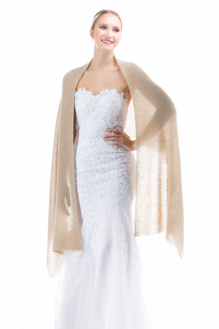 Lightweight Sheer Shawl for Bride and Bridesmaids - Beige