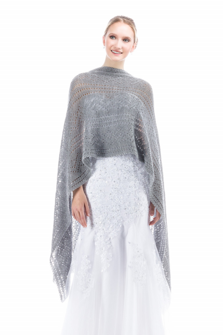 Lace Wedding Shawl for Bride Bridesmaids - Gray
