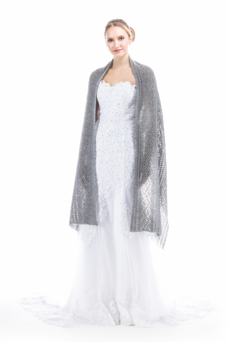 Lace Wedding Shawl for Bride Bridesmaids - Gray