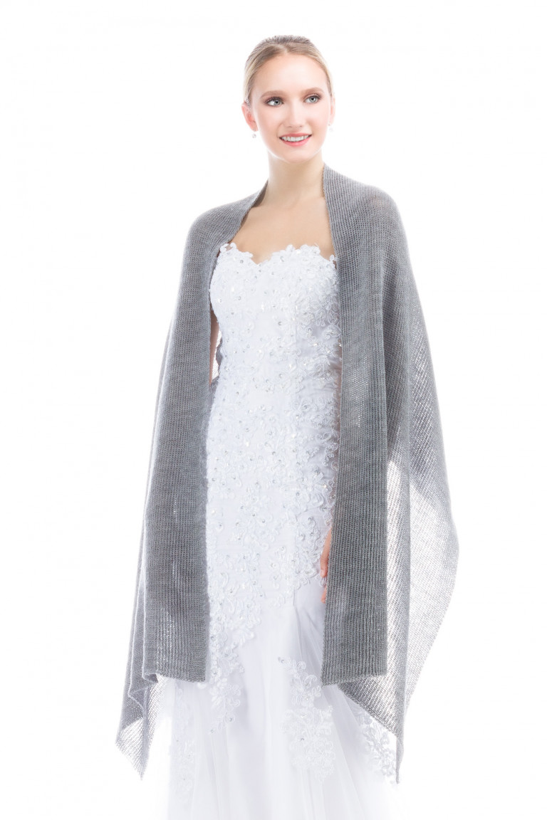 Lightweight Bridal Wrap, Sheer Shawl for Wedding - Gray