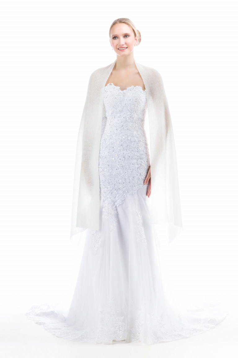 Lightweight Bridal Wrap, Sheer Shawl for Wedding - Ivory