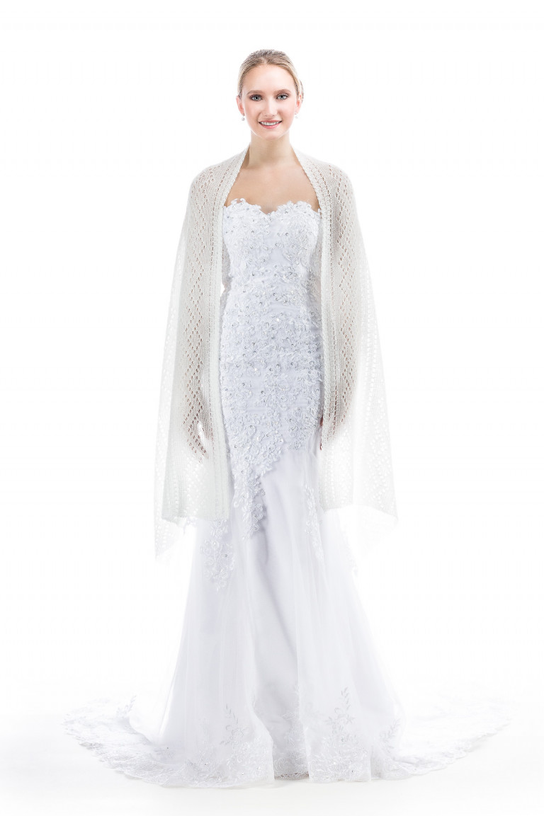 Lace Wedding Shawl for Bride Bridesmaids - Ivory